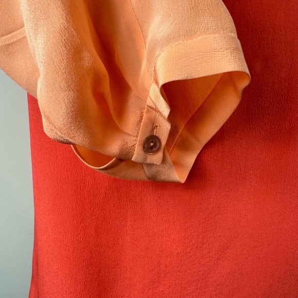 Eileen Fisher XS Petite PP 100% Silk Tunic Top Two Toned Orange Lightweight - Picture 4 of 8